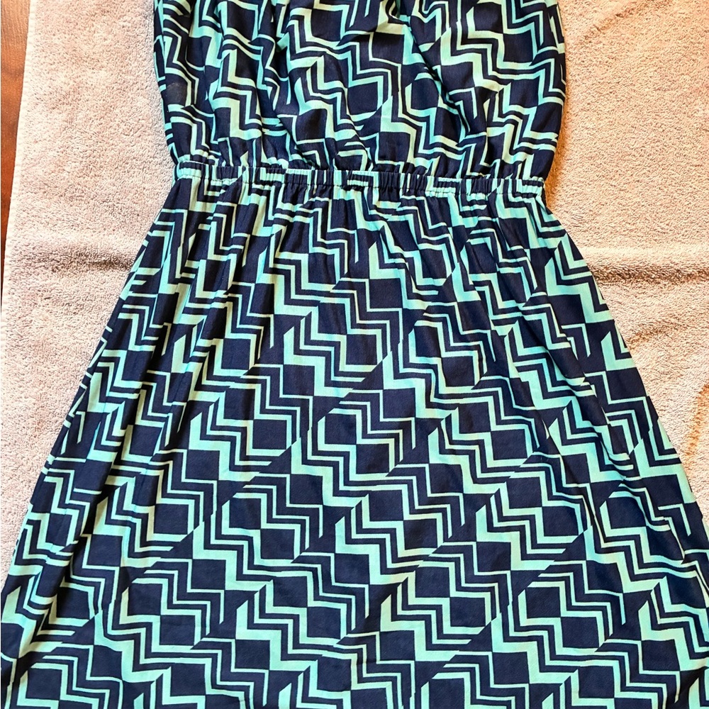 5th & Love Strapless Dress with Black and Mint Pattern